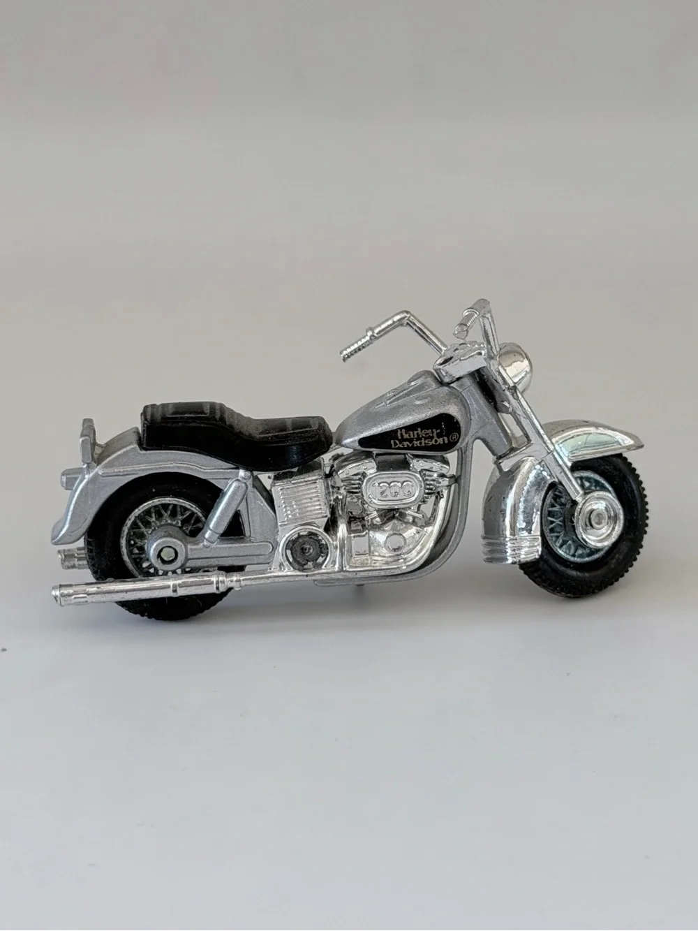 Vintage Harley Davidson 1/66 Matchbox Silver & Black Diecast Motorcycle